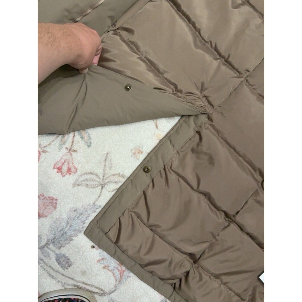 Lands End Down Coat Women XL 18 Taupe Long Winter Parka 80% Down No Hood - Picture 10 of 11